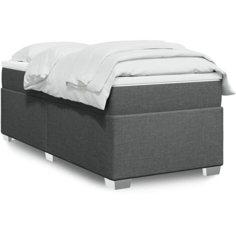Sommier à lattes de lit et matelas-Cadre de lit Gris foncé 90x190 cm Tissu 434593 (1/5)