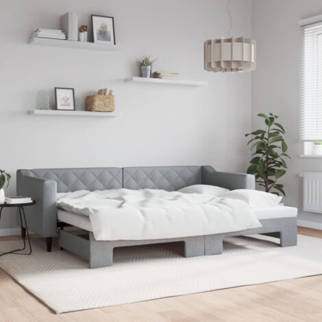 Lit de jour avec gigogne sans matelas-Canapé-lit gris clair 80x200 cm 663963 (1/5)