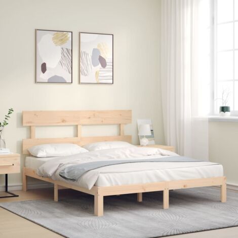 Cadre de lit sans matelas-Structure de lit 160x200 cm bois massif de pin 290182 (1/5)
