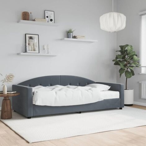 Lit de jour avec matelas-Canapé-lit gris foncé 90x190 cm velours 360171 (1/5)