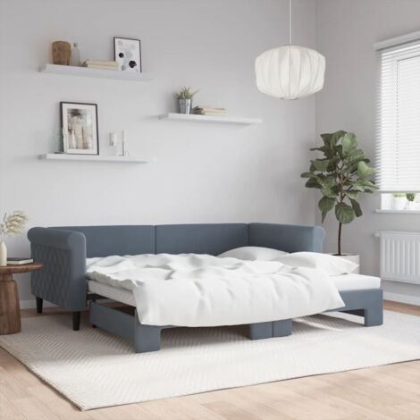 Lit de jour avec gigogne sans matelas-Canapé-lit gris foncé 90x190 cm 268587 (1/5)