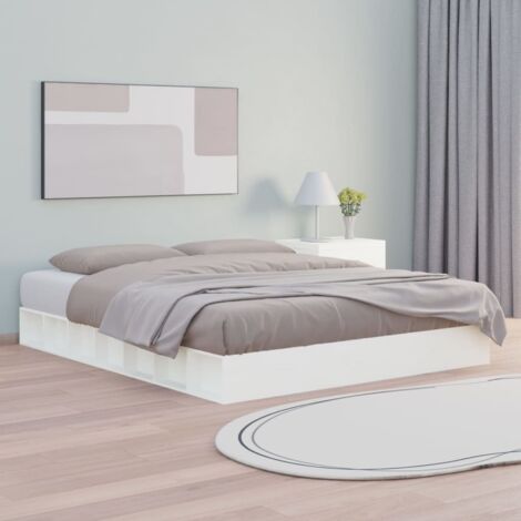 Cadre de lit sans matelas-Structure de lit blanc 160x200 cm bois massif 518391 (1/5)