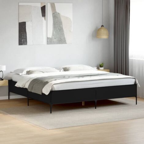 Cadre de lit sans matelas-Structure de lit noir 200x200 cm 767443 (1/5)