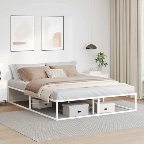 Cadre de lit sans matelas-Structure de lit blanc 160x200 cm métal 410712 (1/5)