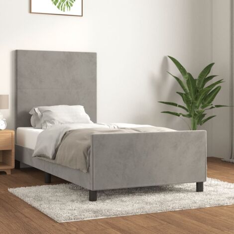 Cadre de lit sans matelas-Structure de lit gris clair 90x190 cm velours 223987 (1/5)