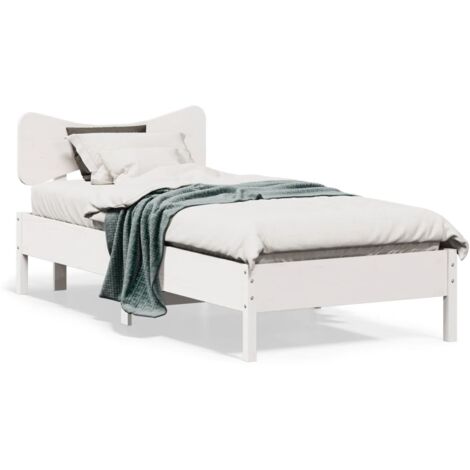 Cadre de lit sans matelas-Structure de lit blanc 90x190 cm bois de pin massif 709067 (1/5)