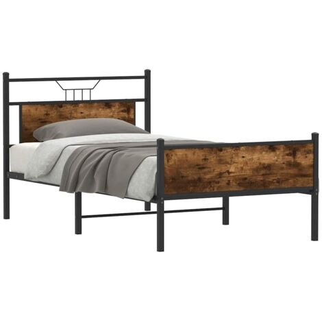 Cadre de lit sans matelas-Structure de lit chêne fumé 100x190 cm bois ingénierie 865316 (1/5)