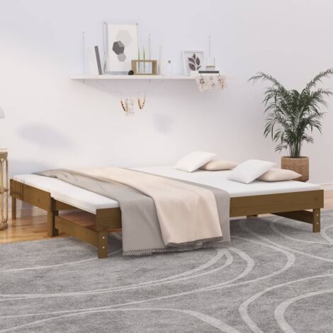 Lit coulissant sans matelas-Lit Adulte marron miel 2x(75x190) cm 194292 (1/5)