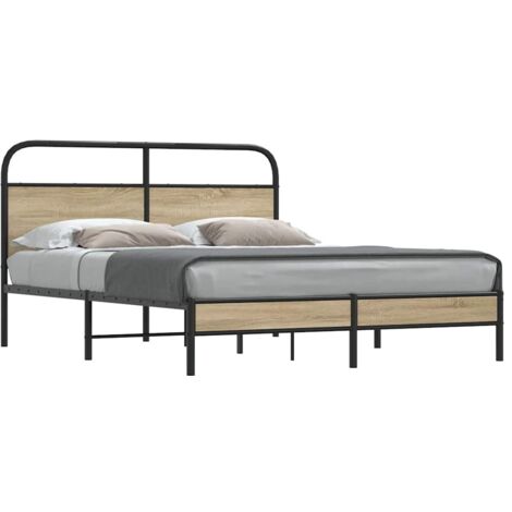 Cadre de lit sans matelas-Structure de lit 150x200 cm chêne fumé bois ingénierie 880675 (1/5)