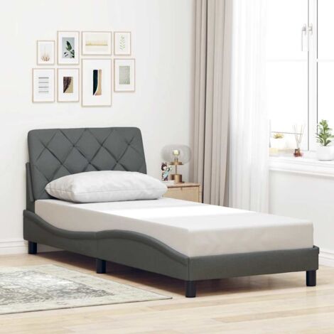 Cadre de lit sans matelas-Structure de lit gris foncé 90x190 cm tissu 132479 (1/5)