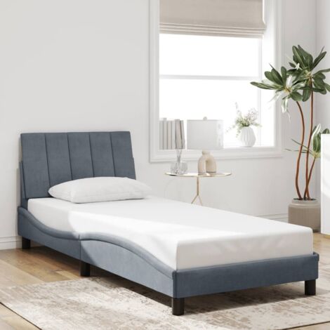 Cadre de lit sans matelas-Structure de lit gris foncé 90x190 cm velours 768808 (1/5)