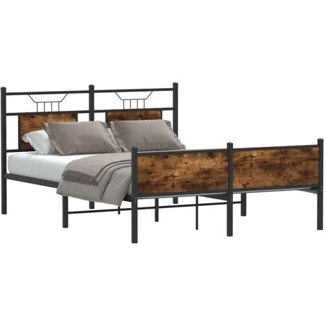 Cadre de lit sans matelas-Structure de lit chêne fumé 140x190 cm bois ingénierie 638992 (1/5)