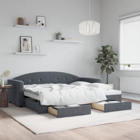 Lit de jour avec gigogne et tiroirs-Canapé-lit avec Rangement sans matelas 90x190 cm 430595 (1/5)