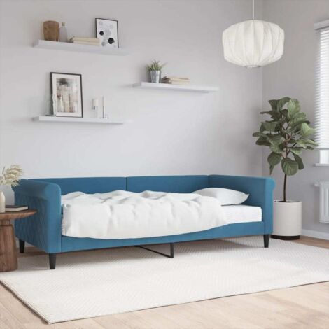 Lit de jour avec matelas-Canapé-lit bleu 90x200 cm velours 748708 (1/5)