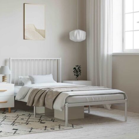 Cadre de lit métal sans matelas-Structure de lit et tête de lit blanc 100x190 cm 794824 (1/5)