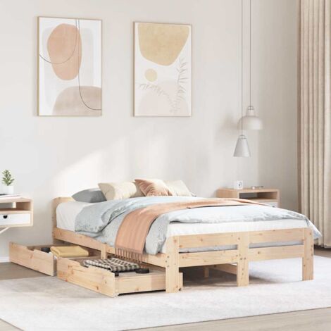 Cadre de lit sans matelas-Structure de lit 120x190 cm bois de pin massif 730005 (1/5)