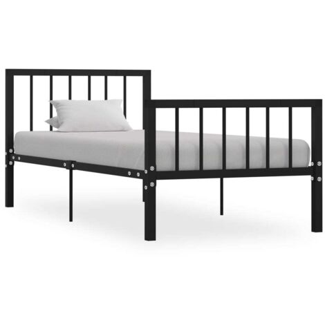 Cadre de lit sans matelas-Structure de lit noir métal 100x200 cm 764785 (1/5)