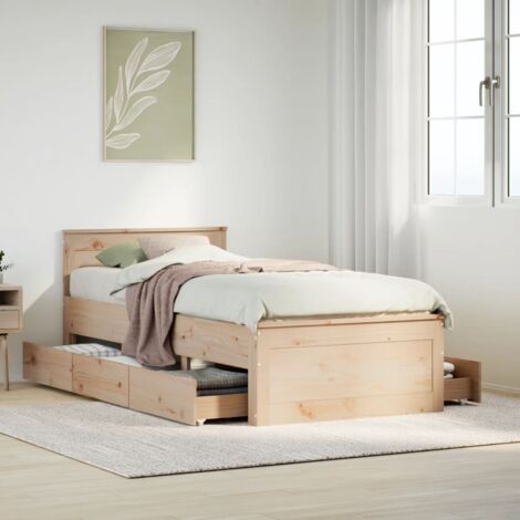 Cadre de lit sans matelas-Structure de lit avec tête de lit 90x200cm bois de pin 411432 (1/5)