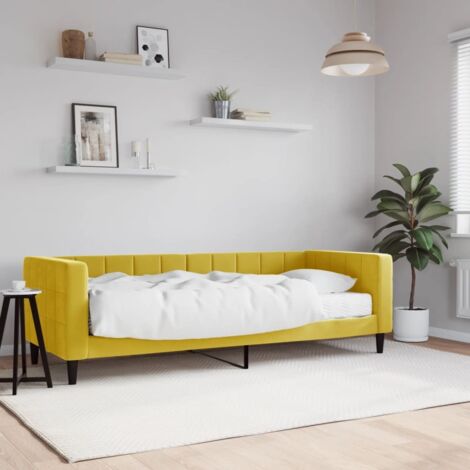Lit de jour avec matelas-Canapé-lit jaune 80x200 cm velours 298123 (1/5)
