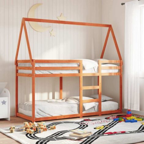 Lit superposé sans matelas-Cadre de lit cire marron 90x200 cm pin massif 434775 (1/5)