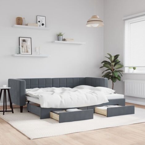Lit de jour avec gigogne et tiroirs-Canapé-lit avec Rangement sans matelas 80x200 cm 398183 (1/5)