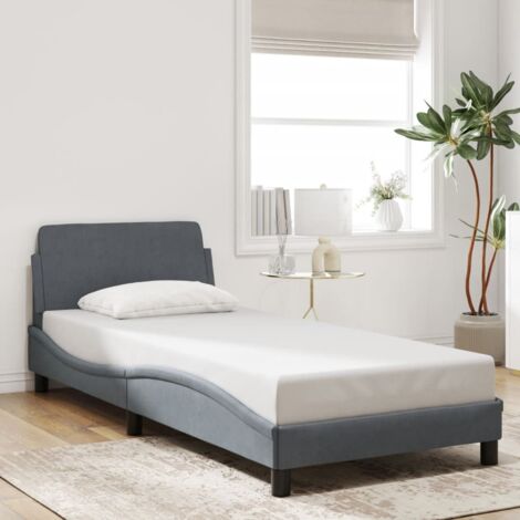 Cadre de lit sans matelas-Structure de lit gris foncé 90x190 cm velours 911706 (1/5)