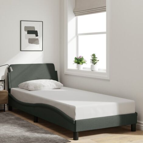 Cadre de lit sans matelas-Structure de lit gris foncé 90x190 cm tissu 932596 (1/5)