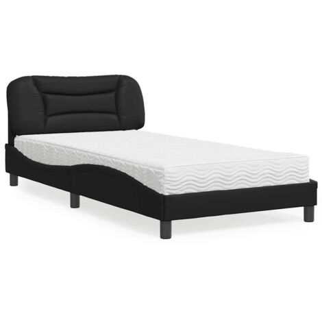 Lit avec matelas-Structure de lit-Lit Adulte noir 100x200 cm similicuir 385673 (1/5)