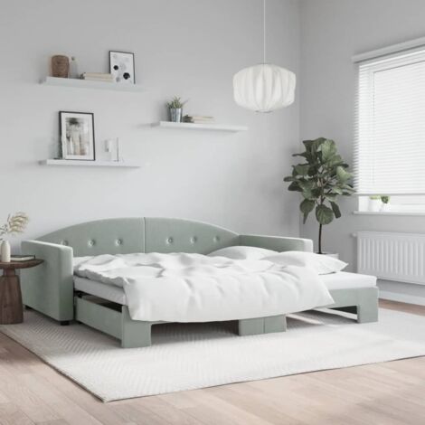 Lit de jour avec gigogne sans matelas-Canapé-lit gris clair 100x200 cm 292856 (1/5)