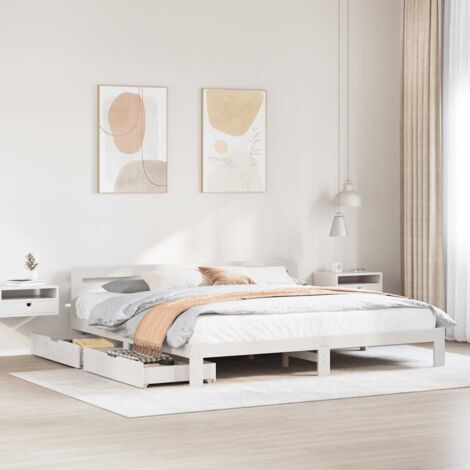 Cadre de lit sans matelas-Structure de lit blanc 200x200 cm bois massif de pin 274057 (1/5)