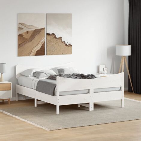 Cadre de lit sans matelas-Structure de lit blanc 140x190 cm bois de pin massif 518023 (1/5)