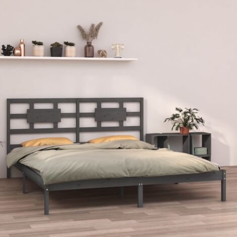 Cadre de lit sans matelas-Structure de lit gris 200x200 cm bois massif 996837 (1/5)