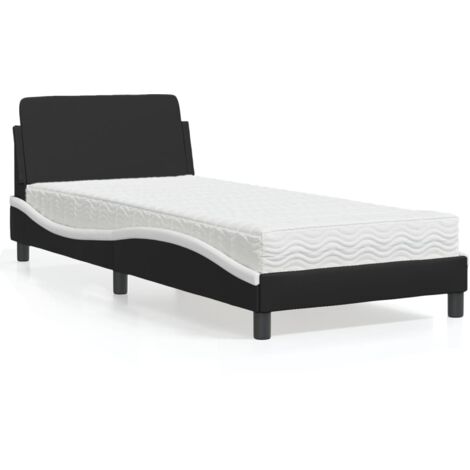 Lit avec matelas-Structure de lit-Lit Adulte noir et blanc 90x200 cm similicuir 941651 (1/5)
