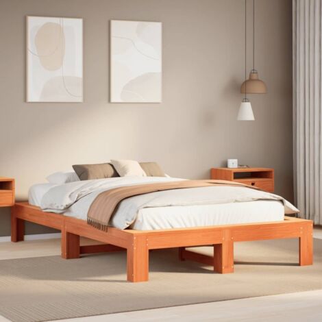 Cadre de lit sans matelas-Structure de lit cire marron 120x200cm bois pin massif 641283 (1/5)