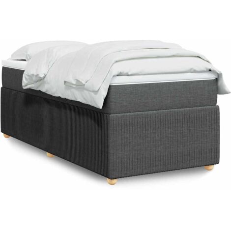Sommier à lattes de lit avec matelas-Cadre de lit Gris foncé 100x200cm Tissu 791777 (1/5)
