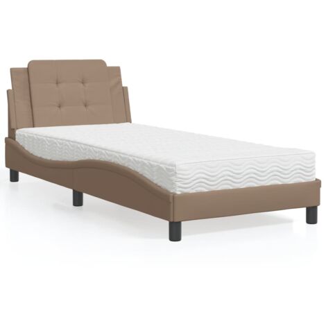 Lit avec matelas-Structure de lit-Lit Adulte cappuccino 90x190 cm similicuir 366653 (1/5)