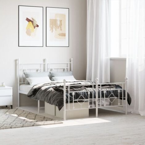 Cadre de lit métal sans matelas-Structure de lit et pied de lit blanc 120x190 cm 284634 (1/5)