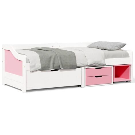 Lit de jour et 3 tiroirs sans matelas-Canapé-lit avec Rangement IRUN blanc rose 90x200 cm 634747 (1/5)