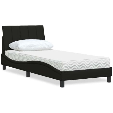 Lit avec matelas-Structure de lit-Lit Adulte noir 90x200 cm tissu 910419 (1/5)