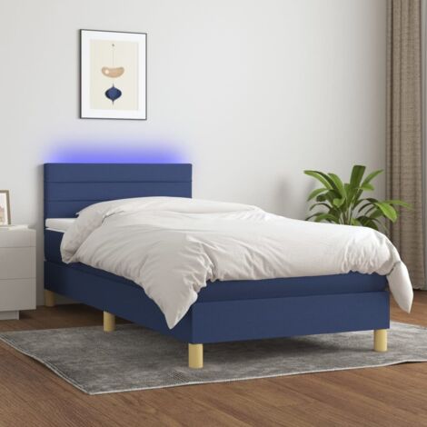 Sommier à lattes de lit avec matelas et LED-Cadre de lit Bleu 80x200cm Tissu 409672 (1/5)