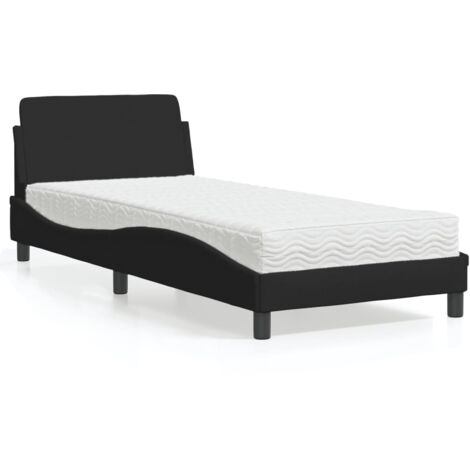 Lit avec matelas-Structure de lit-Lit Adulte noir 80x200 cm tissu 203030 (1/5)