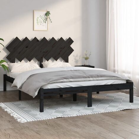 Cadre de lit sans matelas-Structure de lit noir 140x190 cm bois massif 162960 (1/5)