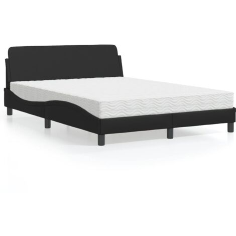 Lit avec matelas-Structure de lit-Lit Adulte noir 140x200 cm similicuir 708407 (1/5)