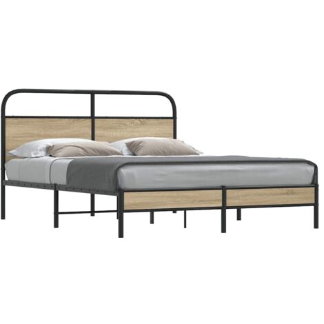 Cadre de lit sans matelas-Structure de lit 160x200 cm chêne fumé bois ingénierie 192724 (1/5)