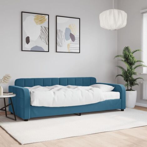 Lit de jour avec matelas-Canapé-lit bleu 90x200 cm velours 422497 (1/5)