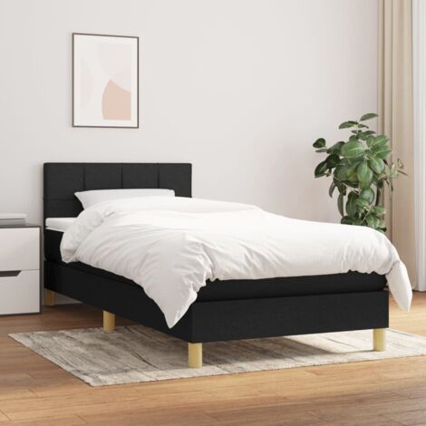 Sommier à lattes de lit avec matelas-Cadre de lit Noir 90x190 cm Tissu 295089 (1/5)