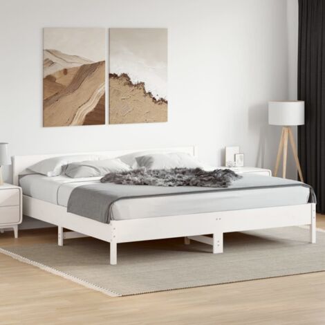 Cadre de lit sans matelas-Structure de lit blanc 180x200 cm bois massif de pin 430807 (1/5)
