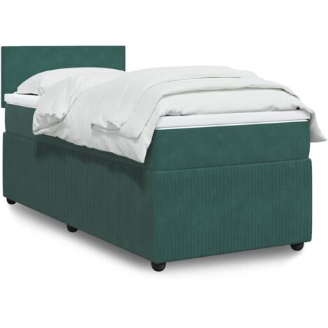 Sommier à lattes de lit avec matelas-Cadre de lit Vert foncé 90x190 cm 828526 (1/5)