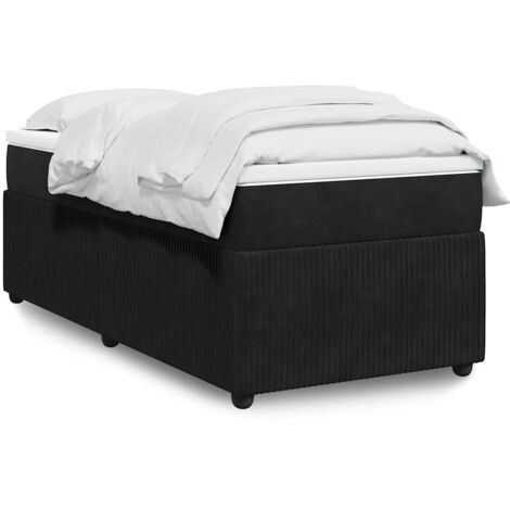 Sommier à lattes de lit avec matelas-Cadre de lit Noir 90x190 cm Velours 430752 (1/5)