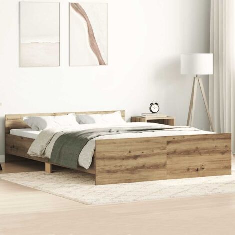 Cadre de lit sans matelas-Structure de lit chêne artisanal 140x190 cm 525493 (1/5)